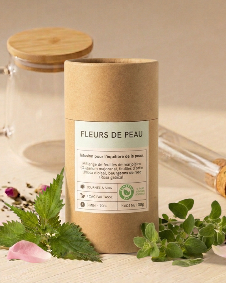 Rituel Fleurs de peau - Tisane, tasse et infuseur