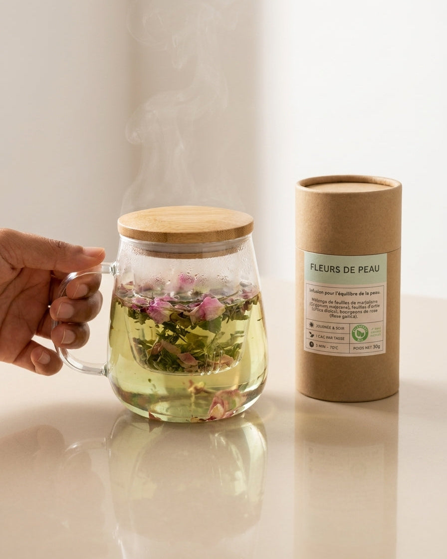 Rituel Fleurs de peau - Tisane, tasse et infuseur